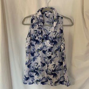Loft blue floral print sleeveless top